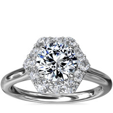 Pavé Hexagon Halo Diamond Engagement Ring in 14k White Gold (3/8 ct. tw.)